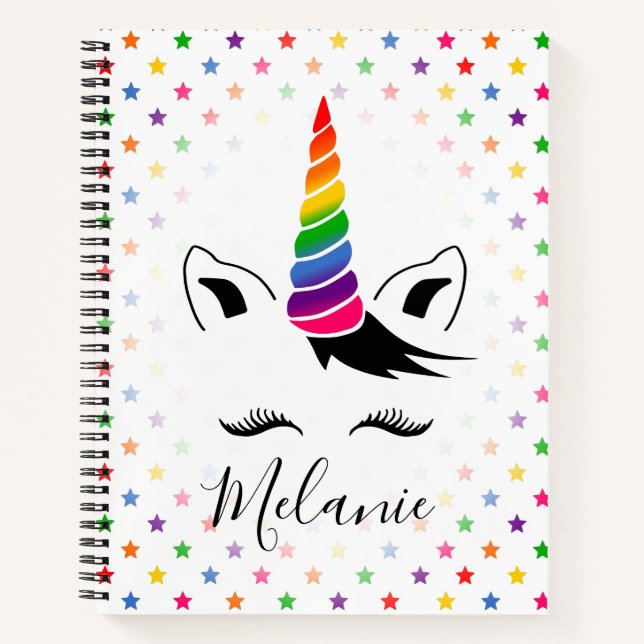 Glam Rainbow Unicorn Notizbuch (Vorderseite)