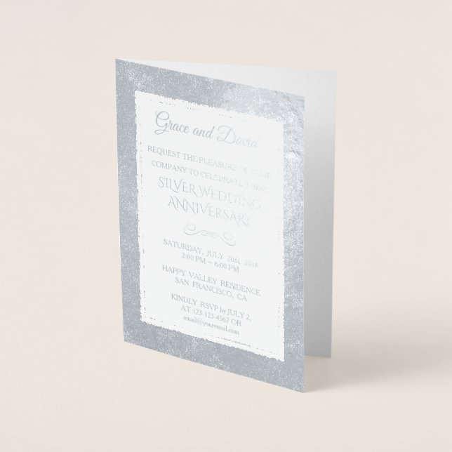 Glam Real Gold Foil 25. Hochzeitstag Folienkarte (Vorderseite)
