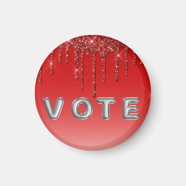 Glam Red Glitter Drip  Magnet (Vorne)