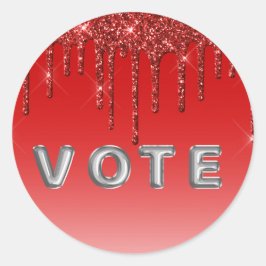 Glam Red Glitter Drip  Runder Aufkleber