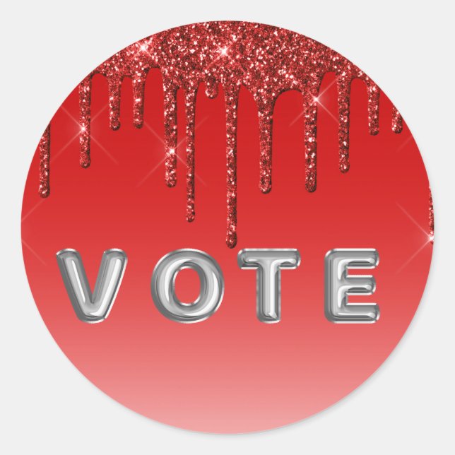 Glam Red Glitter Drip  Runder Aufkleber (Vorderseite)