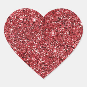 Glam Red Glitzer Herz-Aufkleber