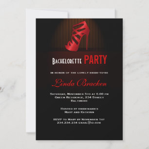 Glam Red High Heel Shoe Bachelorette Invitation