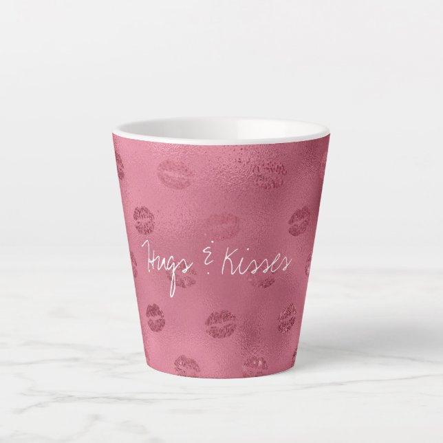 Glam Red Lips Kiss Milchtasse (Vorderseite)