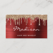 Glam Red Metal Gold Glitzer Tropfen Hair & Makeup