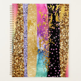 Glam Regenbogen Glitzer Pinselstriche elegant funk Planer
