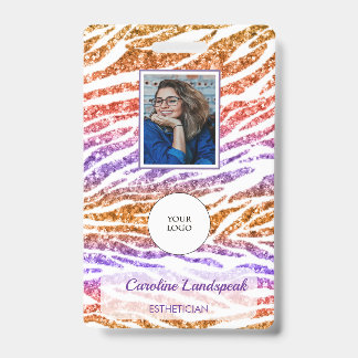 Glam Regenbogen Sonnenuntergang Zebra Glitter Druc Ausweis