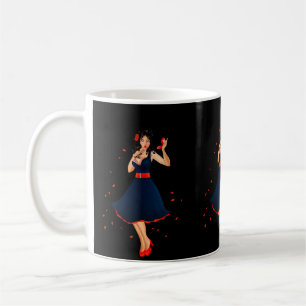 Glam Retro 1950er Mädchen. Bearbeitbarer Name Kaffeetasse