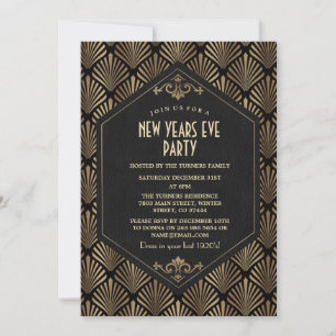 Glam Roaring 20's Gold Great Gatsby Silvester Einladung