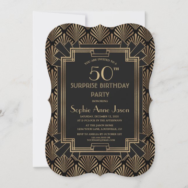 Glam Roaring 20's Great any AGE Birthday Einladung (Vorderseite)