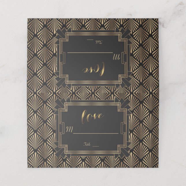 Glam Roaring 20's Great Gatsby 1920s Wedding Platzkarte (Außenseite Aufgefaltet)