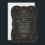 Glam Roaring 20s Great Gatsby Art Deco Achtzehn Einladung<br><div class="desc">Royal Gold Black Great Gatsby Wedding Card Design. Royal, Romantisches, Vintages Kartendesign im Stil des Great Gatsby Art Deko, ein Roaring 1920er Jahre altes Hollywood, mit Imitaten Goldfolie Fleur-de-lis Overlay, Divider und prächtigen Schriftart, auf einem schwarzen, strukturierten Hintergrund. Verwenden Sie das Tool Anpassen, um Ihre Informationen hinzuzufügen. Für mehr, besuchen...</div>