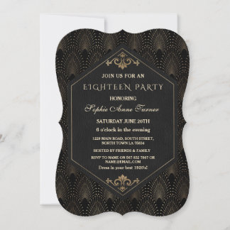 Glam Roaring 20s Great Gatsby Art Deco Achtzehn Einladung
