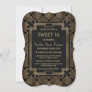 Glam Roaring 20's Great Gatsby Art Deco SWEET 16 Einladung