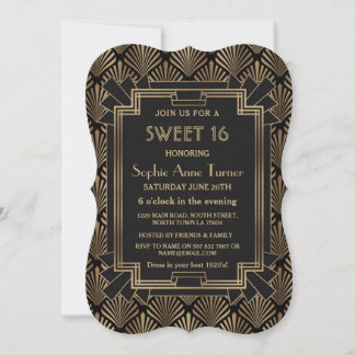 Glam Roaring 20's Great Gatsby Art Deco SWEET 16 Einladung