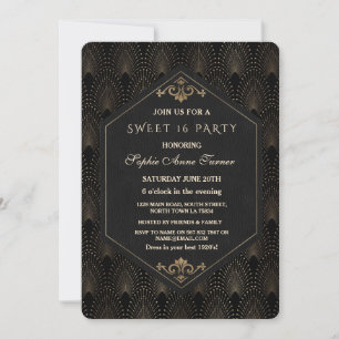 Glam Roaring 20s Great Gatsby Art Deco Sweet 16 Einladung