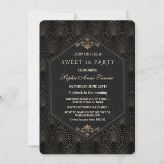 Glam Roaring 20s Great Gatsby Art Deco Sweet 16 Einladung