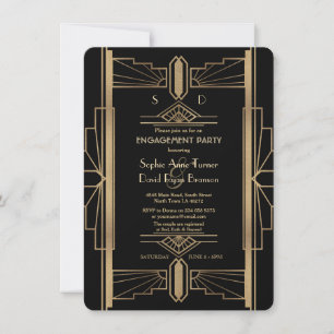 Glam Roaring 20's Great Gatsby Engagement Party Einladung
