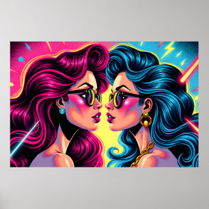 Glam Rock Sisters - Electric Pop Art Poster