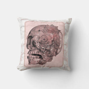 Glam Rosa Gold Pinker Totenkopf Marmor Kissen