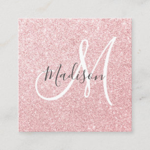 Glam Rosa Rose Gold Glitzer Monster Quadratische Visitenkarte