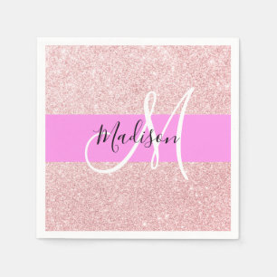 Glam Rosa Rose Gold Glitzer Monster Serviette