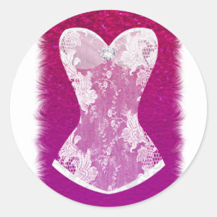 Glam Rosa & Weiße Trend Lingerie Dusch Favor Runder Aufkleber