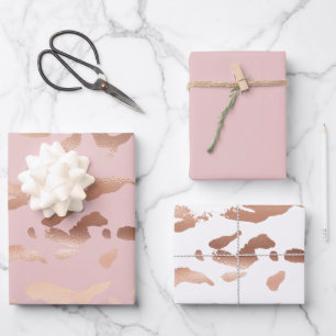 Glam Rose Gold Blush Abstrakt Geschenkpapier Set
