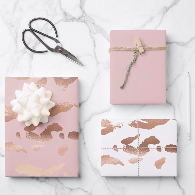 Glam Rose Gold Blush Abstrakt Geschenkpapier Set (Vorderseite)