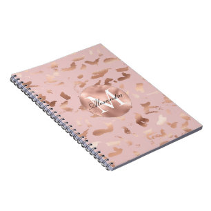 Glam Rose Gold Blush Abstrakt Monogram Notizblock