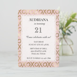 Glam Rose Gold Blush XOXO Geburtstag Einladung