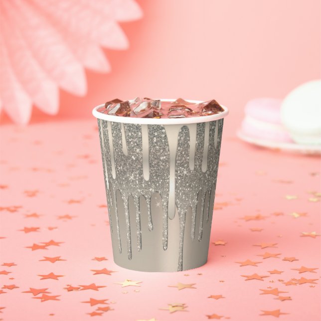 Glam Rose Gold Champagne Glitzer Tropfen Pappbecher (Insitu)