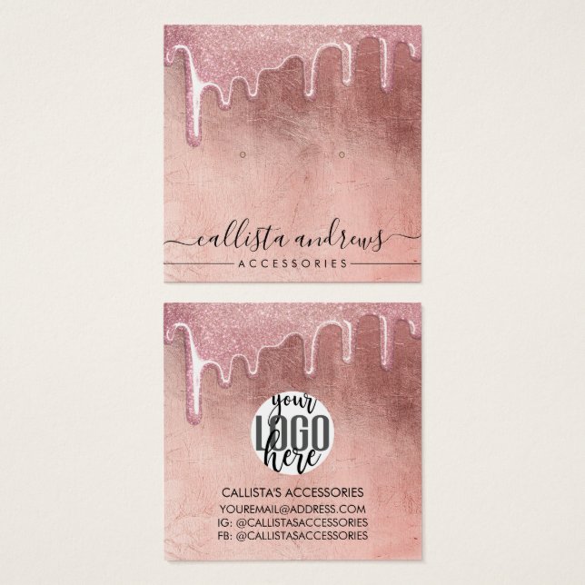 Glam Rose Gold Dick Glitzer Tropfen Logos (Vorne & Hinten)