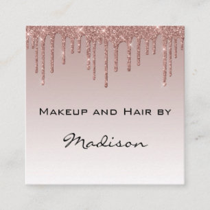 Glam Rose Gold Faux Glitter Tropfen Makeup-Artist Quadratische Visitenkarte
