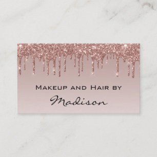 Glam Rose Gold Faux Glitter Tropfen Makeup-Artist Visitenkarte