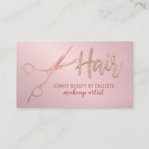 Glam Rose Gold Foil Glitzer Schere Haarstühle Visitenkarte