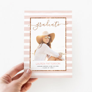 Glam Rose Gold Foto Abschluss Ankündigung