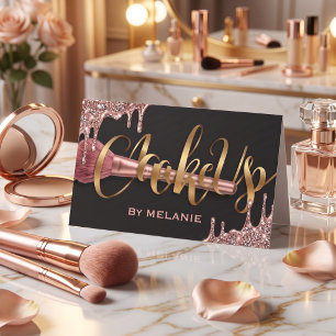 Glam Rose Gold Glitter Drip Visagist Visitenkarte