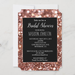 Glam Rose Gold Glitzer Black Einladung