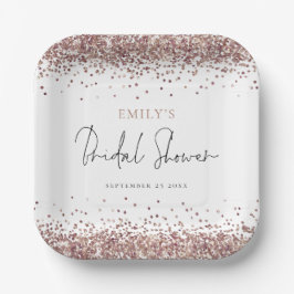 Glam Rose Gold Glitzer Brautparty Pappteller