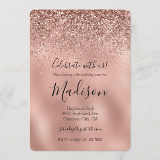 Glam Rose Gold Glitzer Einladung