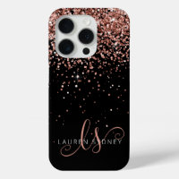 Glam Rose Gold Glitzer Elegante Monogram Case Mate