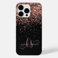 Glam Rose Gold Glitzer Elegantes Monogramm