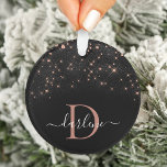 Glam Rose Gold Glitzer Elegantes Monogramm Ornament<br><div class="desc">Erstellen Sie Ihre eigene personalisierte Schwarz-Rose-Gold-Diamant-Funkelschmuck mit Ihrem eigenen Monogramm und Namen.</div>