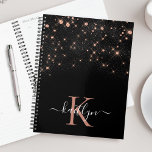 Glam Rose Gold Glitzer Elegantes Monogramm Planer<br><div class="desc">Erstellen Sie Ihren eigenen personalisierten Schwarz-Rose-Diamant-Funkenplaner mit Ihrem individuellen Monogramm und Namen.</div>