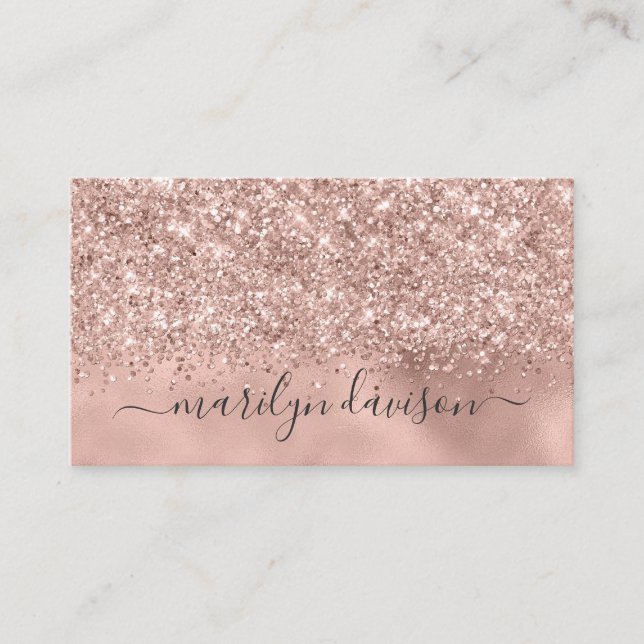 Glam Rose Gold Glitzer Foil Design Professionalitä Visitenkarte (Vorderseite)