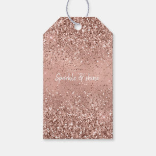 Glam Rose Gold Glitzer Geschenkanhänger