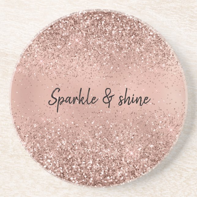 Glam Rose Gold Glitzer Getränkeuntersetzer (Vorne)
