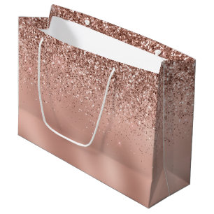 Glam Rose Gold Glitzer Große Geschenktüte