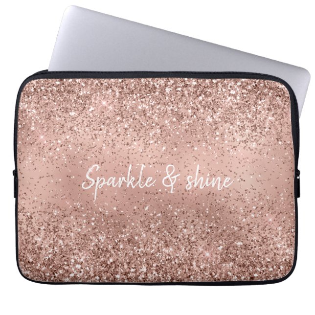 Glam Rose Gold Glitzer Laptopschutzhülle (Vorderseite)